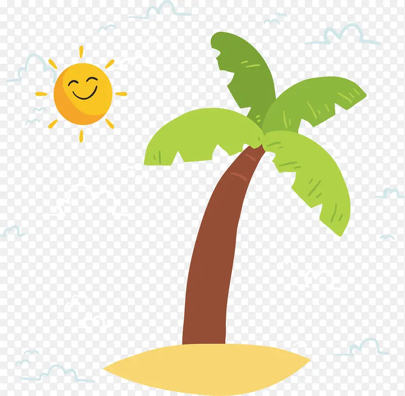 浪漫海岛太阳椰子树