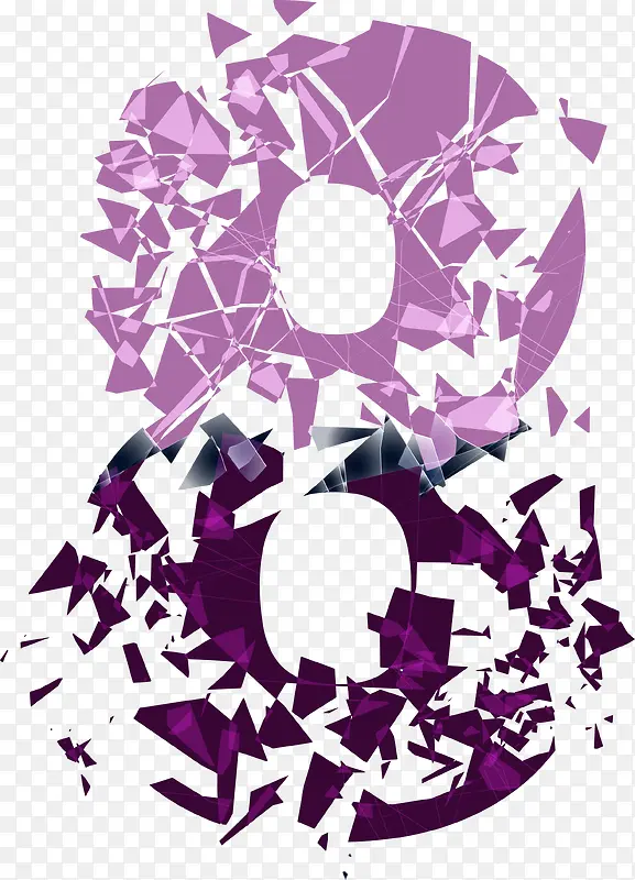 碎片效果紫色阿拉伯数字8