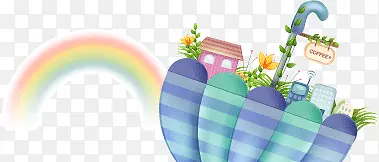 可爱插画彩虹小花园