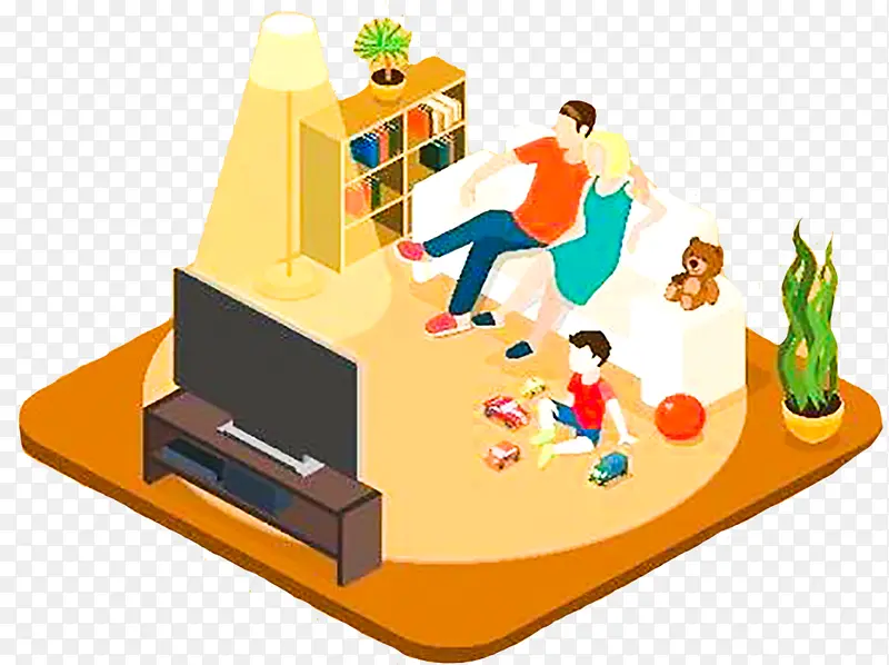 和家人一起看电视