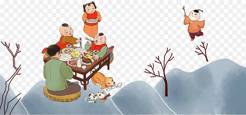 传统中国风冬至插画设计