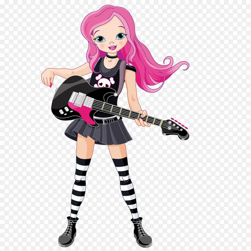 弹吉他的粉红女郎