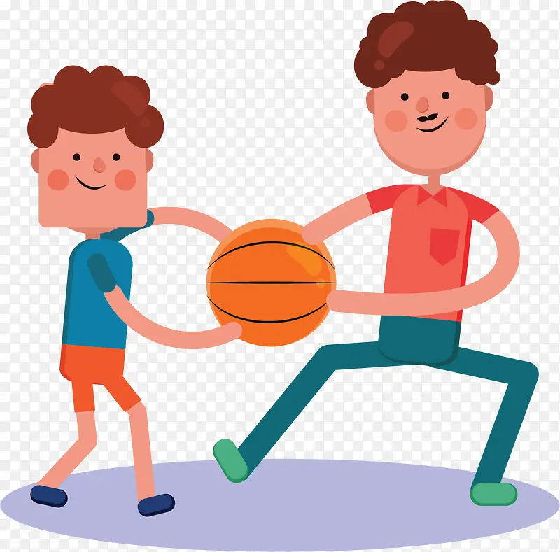 父子俩一起打篮球