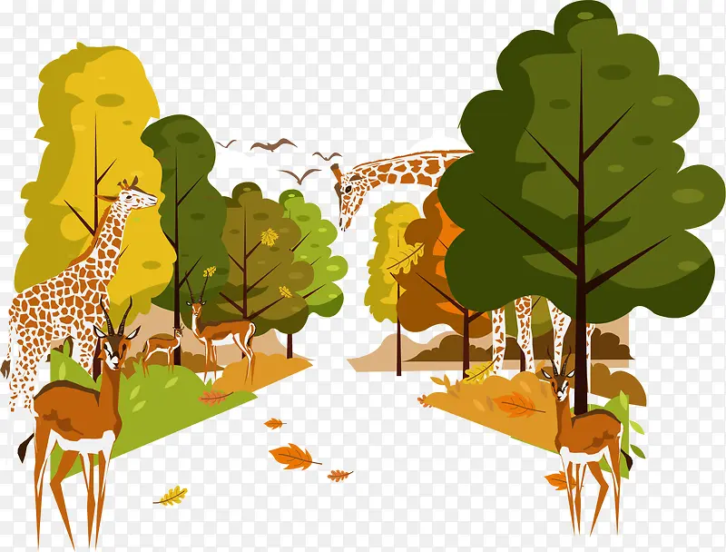 手绘秋季森林装饰图案