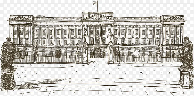 手绘政府大楼