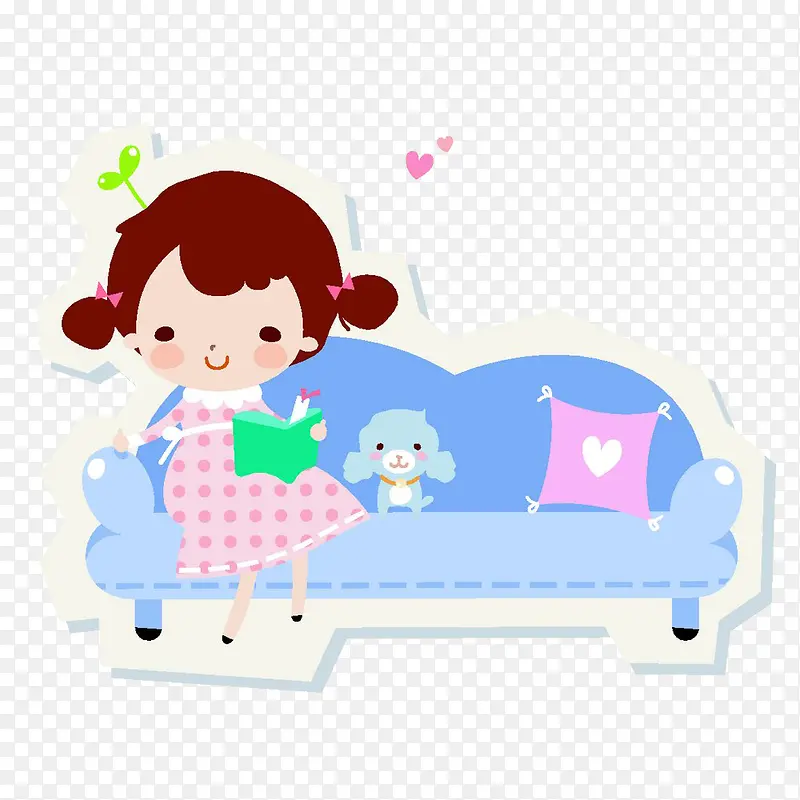 坐沙发看书的妹妹PNG图片素材下载_图片编号qxrxgzeq-免抠素材网
