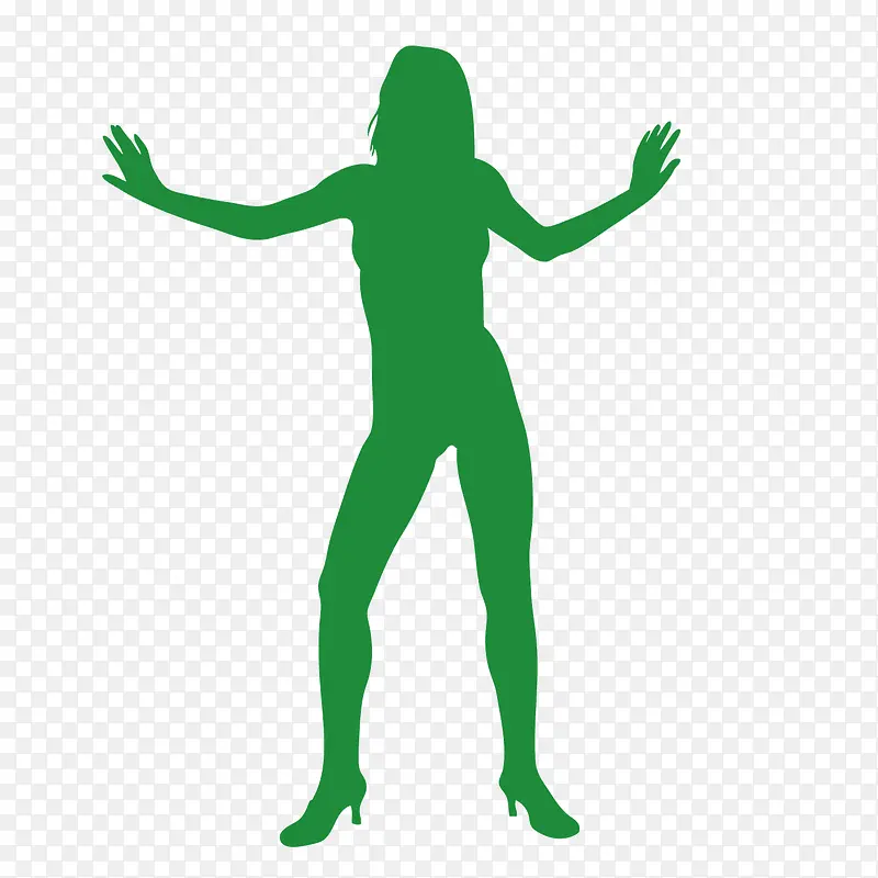矢量绿色女子剪影人体曲线