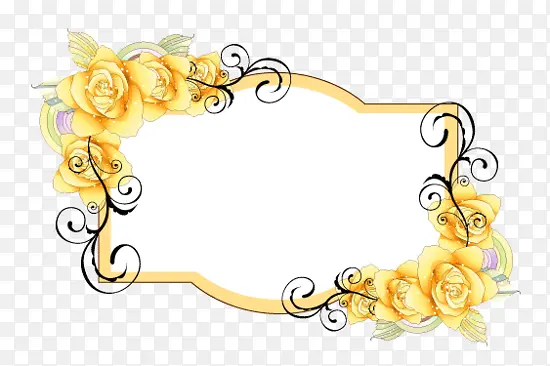 黄玫瑰花朵边框
