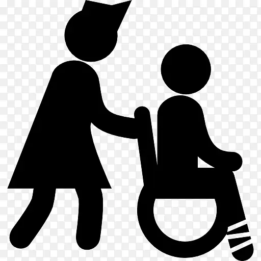 护士在轮椅背着孩子腿坏了图标