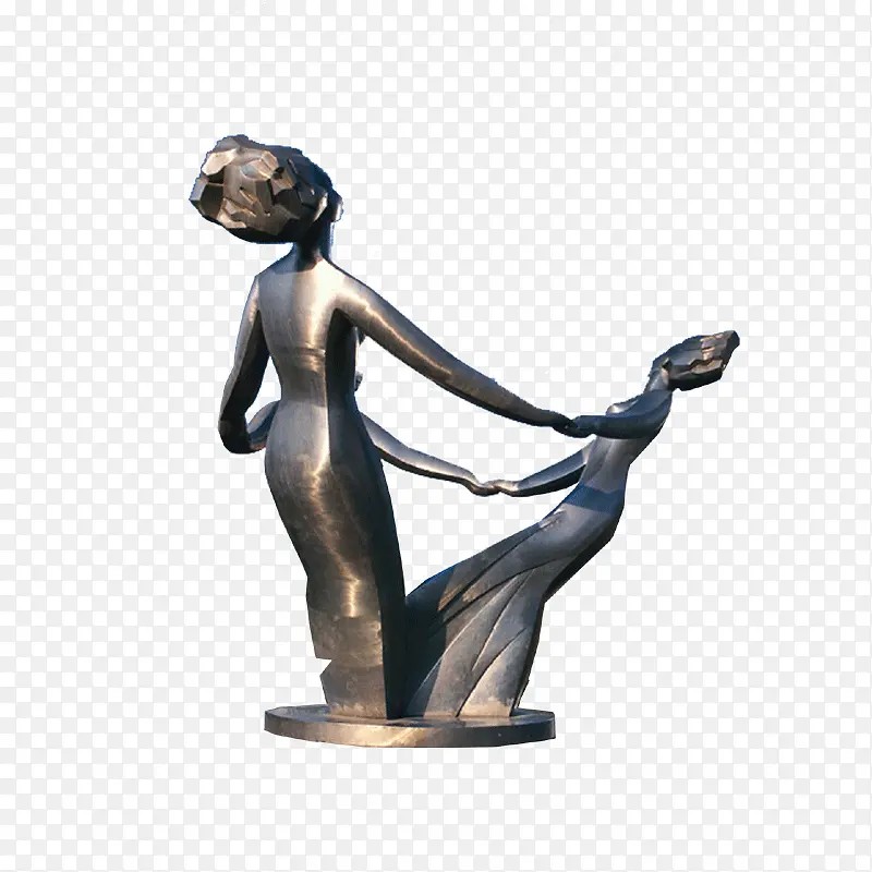 铜雕像两个女人拉手舞