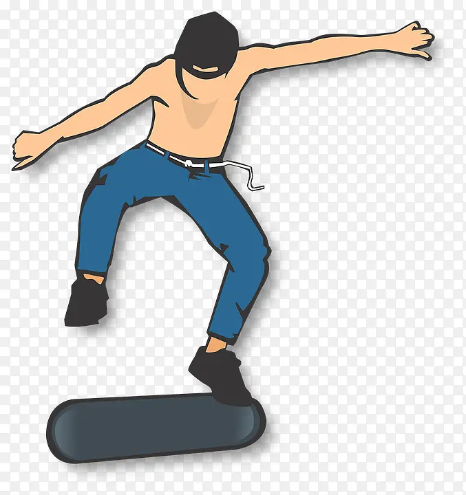 卡通少年玩滑板