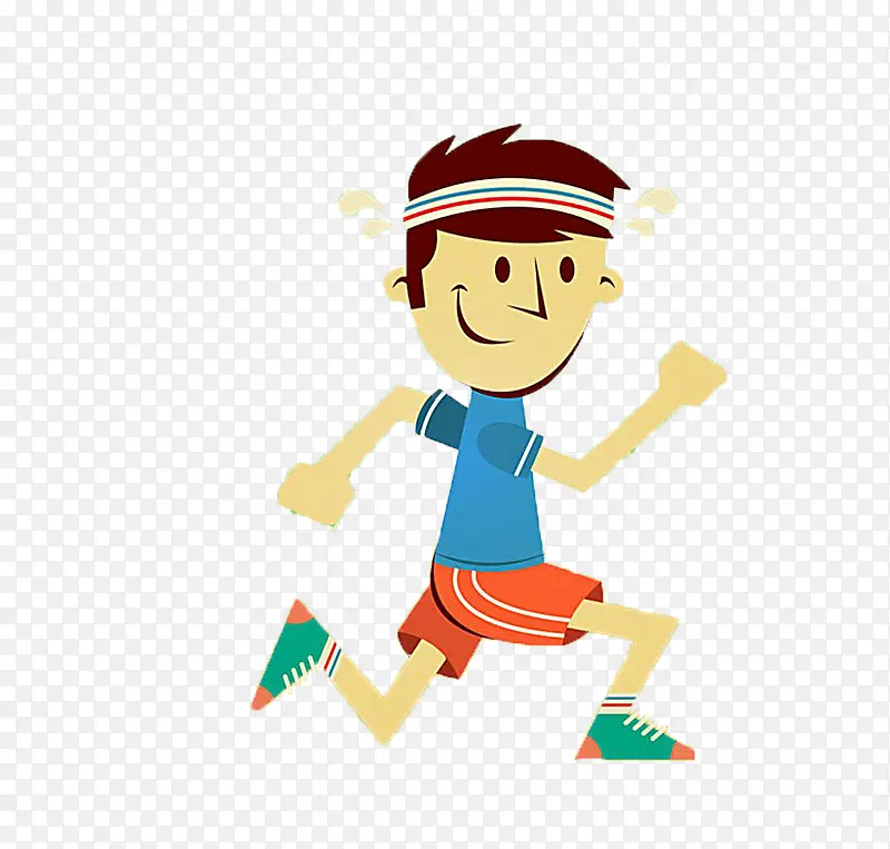 跑步健身的男孩卡通形象