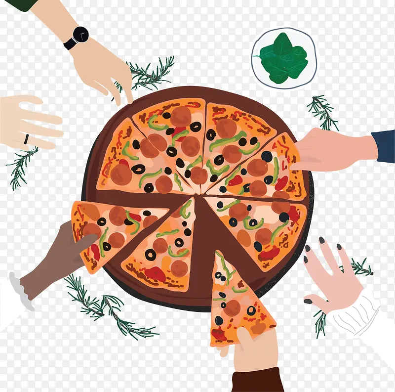 大家一起分享披萨
