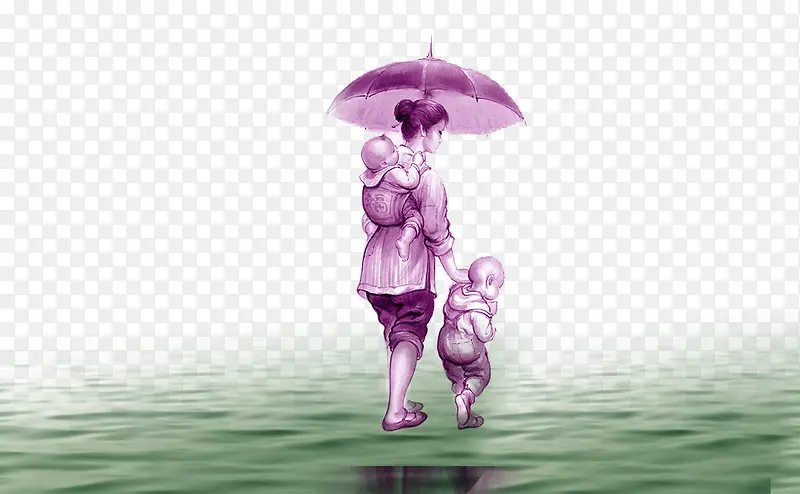 撑伞的母亲效果元素