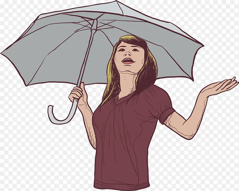 手绘打伞的女人