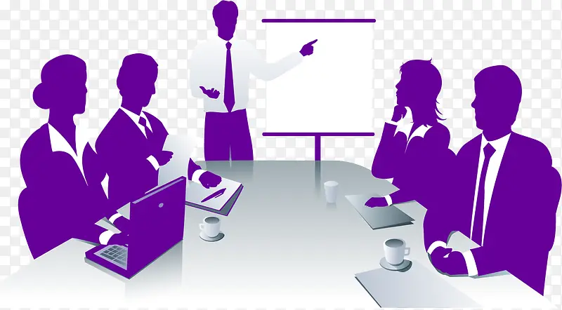 紫色商务人物会议