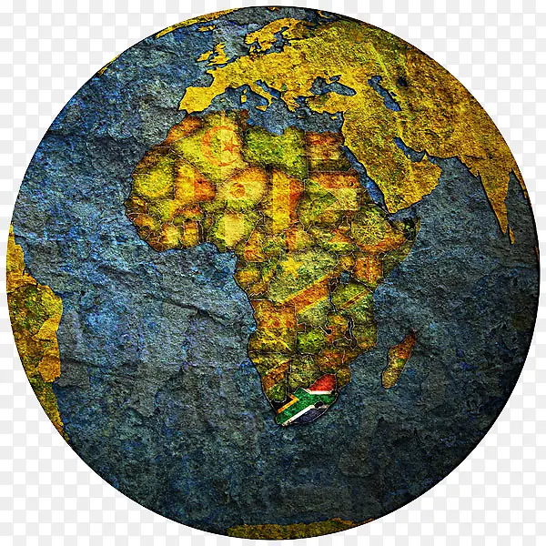 非洲大陆上的南非地图