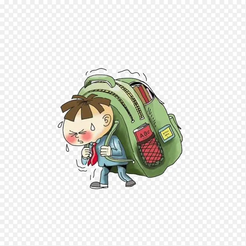 背着大书包的小男孩
