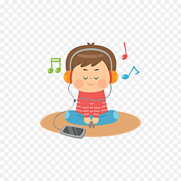 听音乐的小男孩