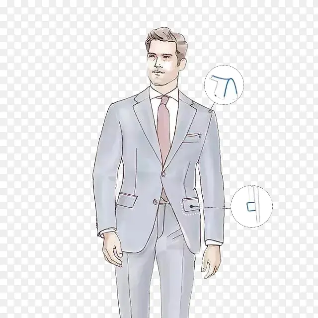 手绘穿西服模特
