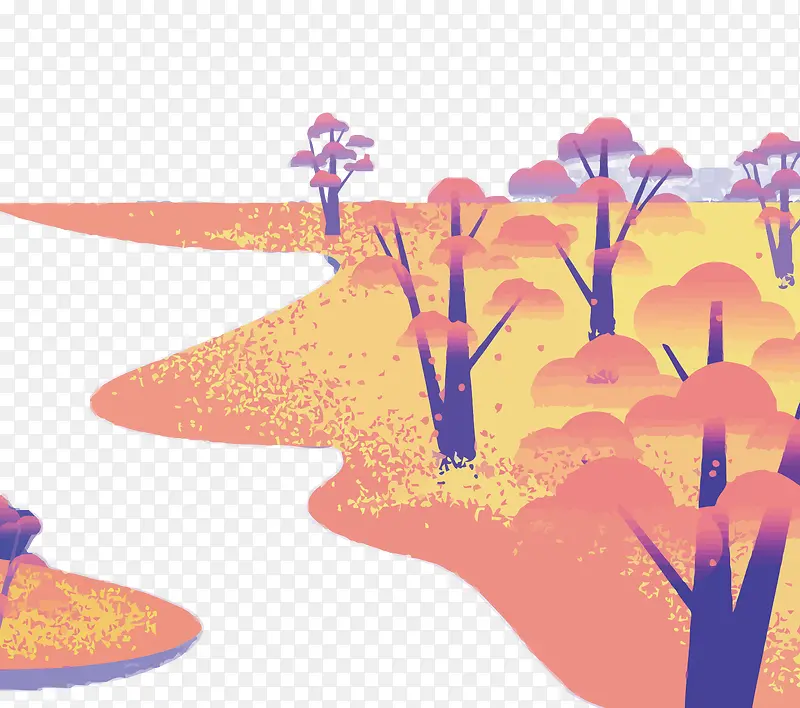 矢量粉色清新风景