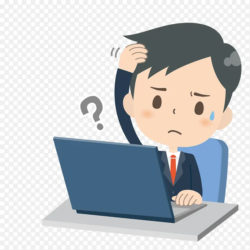 坐在电脑前发愁的男孩PNG图片素材下载_图片编号qkglagrq-免抠素材网