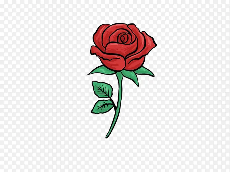 手绘一支红色玫瑰