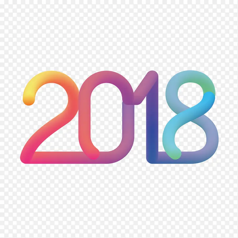 彩色2018字体设计