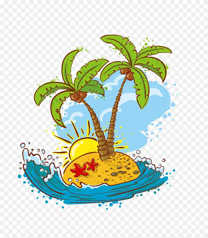 卡通旅游椰子树