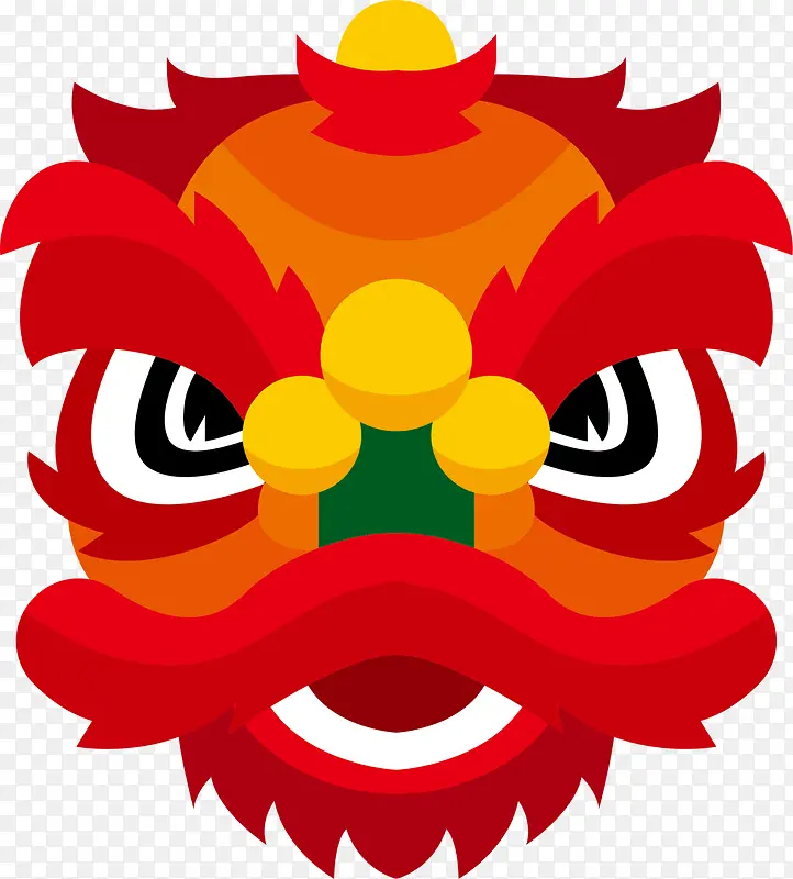 新年红色舞狮狮子头