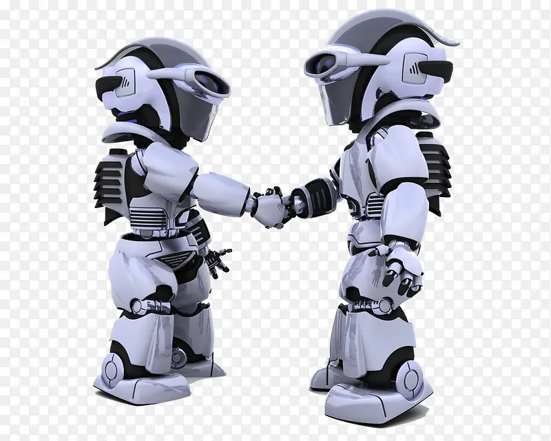 立体科技两个机器人握手实物模型