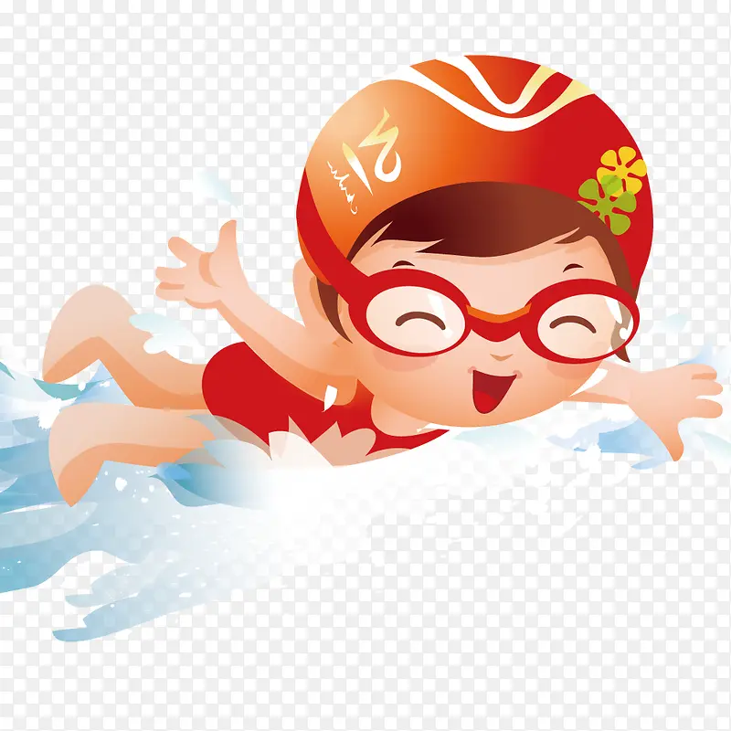 游自由泳的女孩