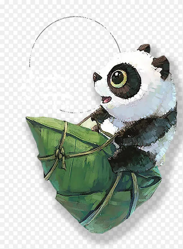 传统水墨熊猫粽子元素