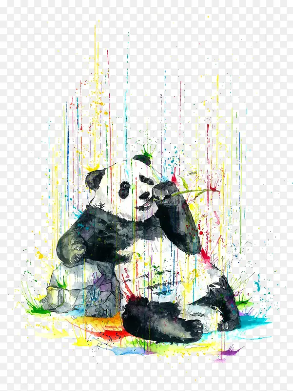 水彩元素与大熊猫
