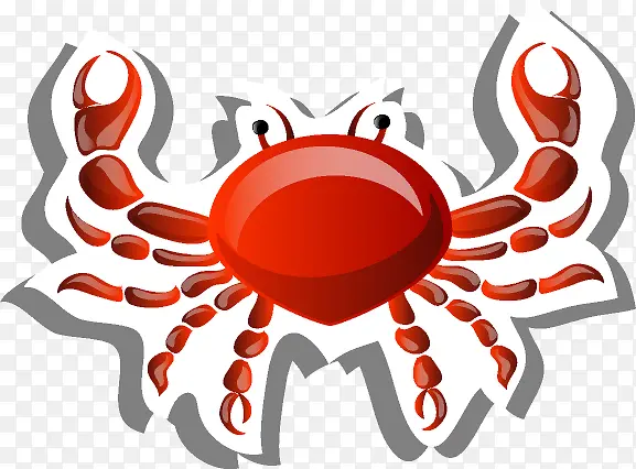 卡通海底生物红色螃蟹