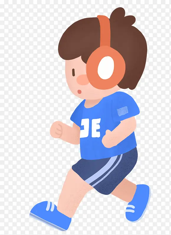 小男孩跑步健身儿童插画