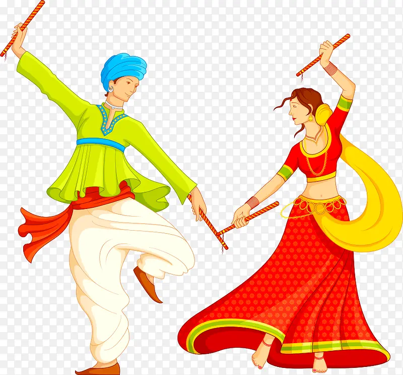 舞蹈的矢量印度人