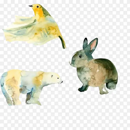 小动物水彩画素材图片