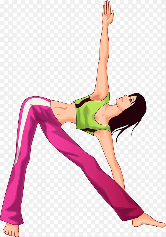 卡通做瑜伽锻炼的女人图
