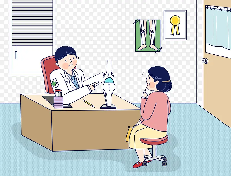 卡通插图医院门诊医生出诊