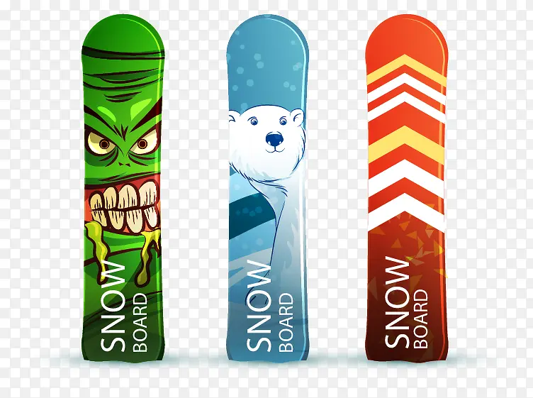 表情装饰图案的滑雪板