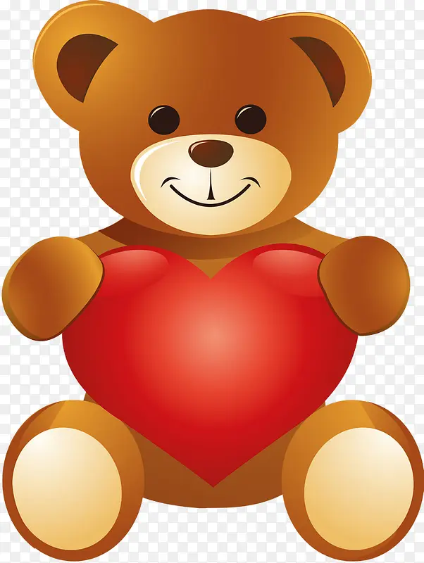 泰迪熊抱爱心免抠素材图形