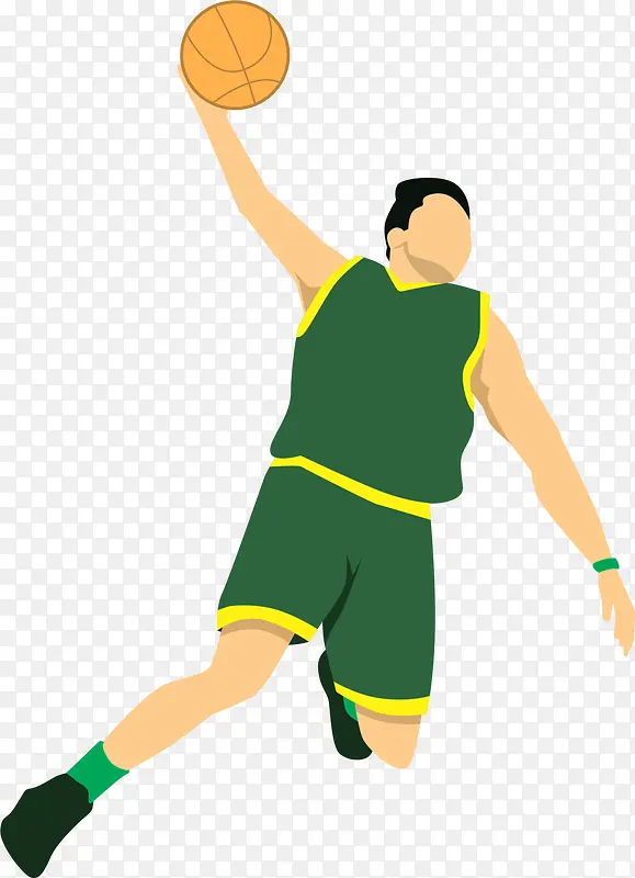 绿色卡通篮球少年