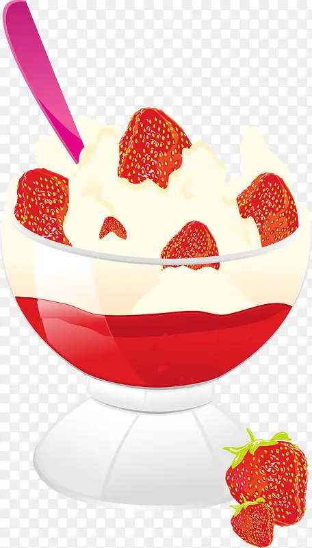 手绘草莓布丁冰淇淋杯