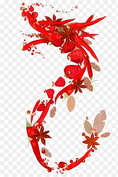 手绘红色的龙枫叶