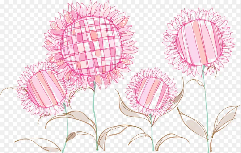 粉色手绘向日葵装饰图案