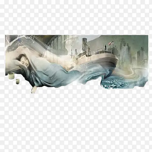 报纸插画躺着的女人