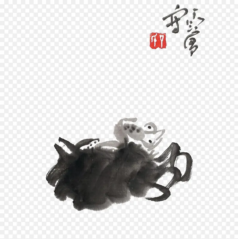 中国风水墨螃蟹