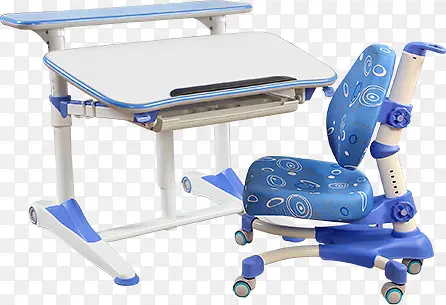 蓝色可升降学生专用套桌
