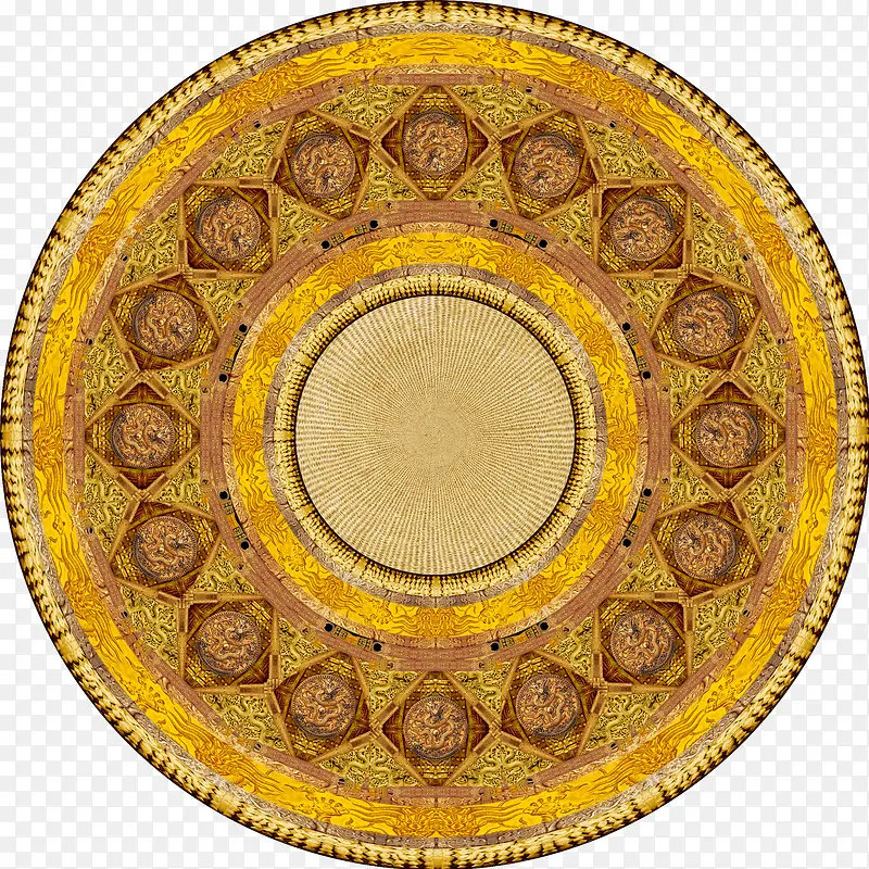 皇家花纹圆形复杂黄色
